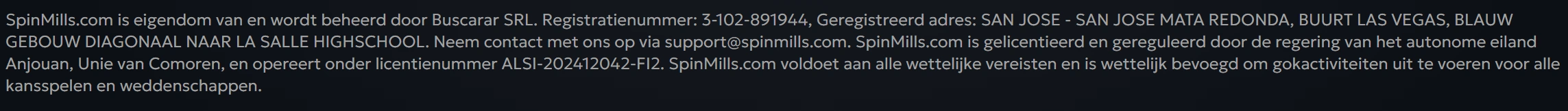 SpinMills Licentie en Veiligheid